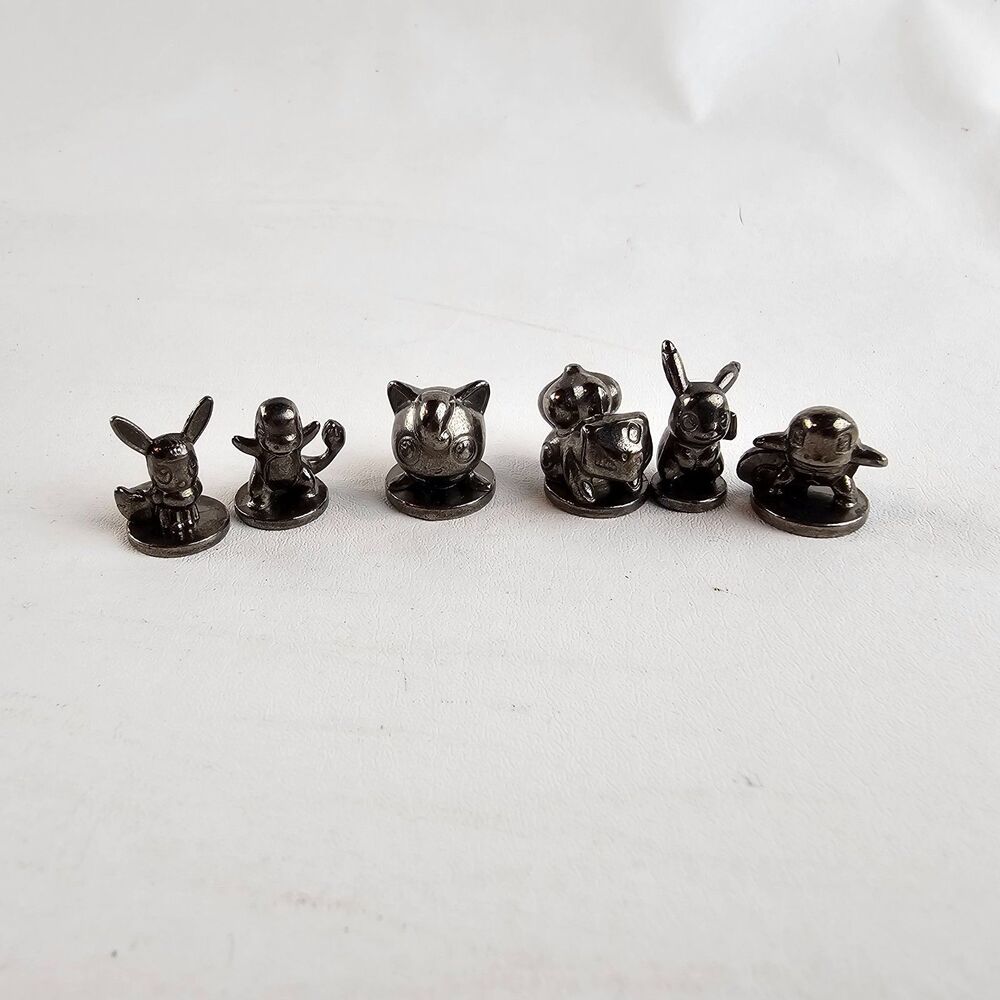 Pokemon Monopoly Metal Tokens Lot of 6 Pikachu Eevee Squirtle Charmander Bulb
